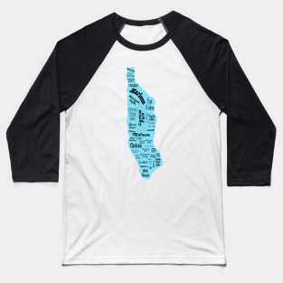 new york city/manhattan map - blue Baseball T-Shirt